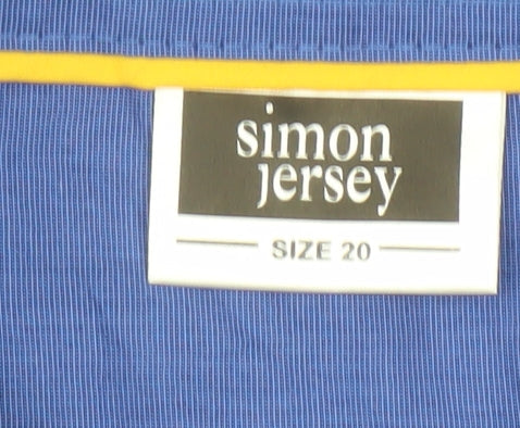 Womens UK Size 20 Simon Jersey Blue Basic Button-Up