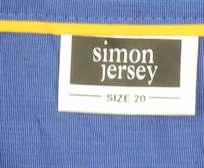 Womens UK Size 20 Simon Jersey Blue Basic Button-Up