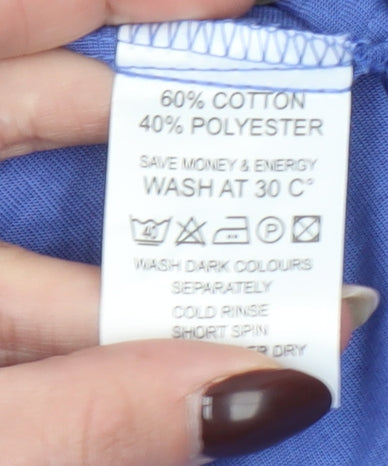 Womens UK Size 20 Simon Jersey Blue Basic Button-Up