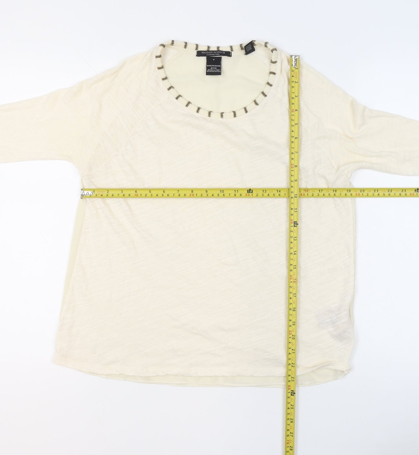 Womens UK Size 10 Maison Scotch Ivory Basic Blouse