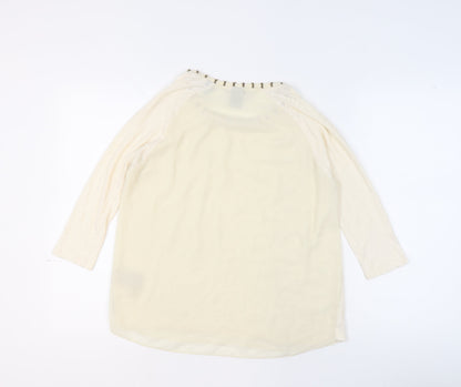 Womens UK Size 10 Maison Scotch Ivory Basic Blouse