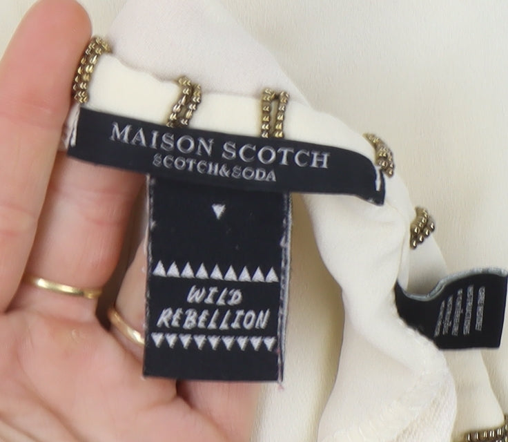 Womens UK Size 10 Maison Scotch Ivory Basic Blouse