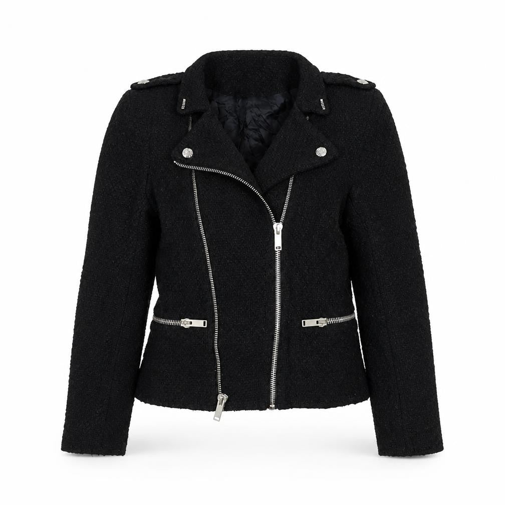 Womens UK Size S Zara Black Biker Coat
