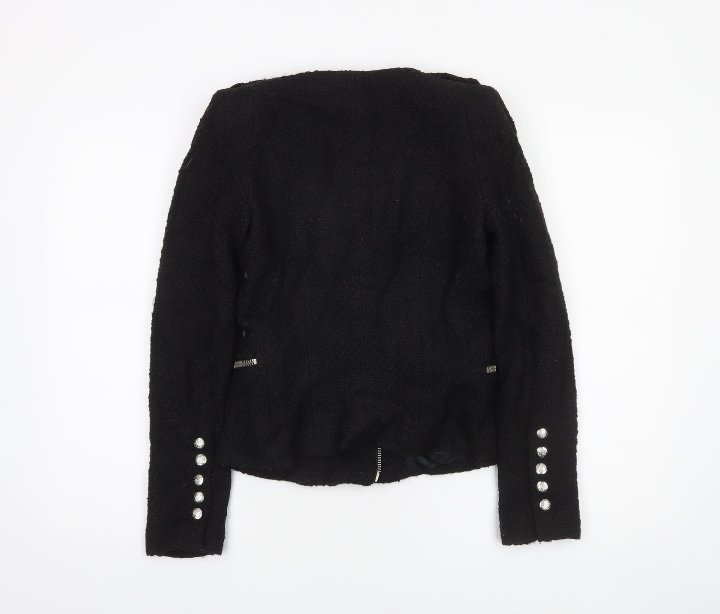 Womens UK Size S Zara Black Biker Coat