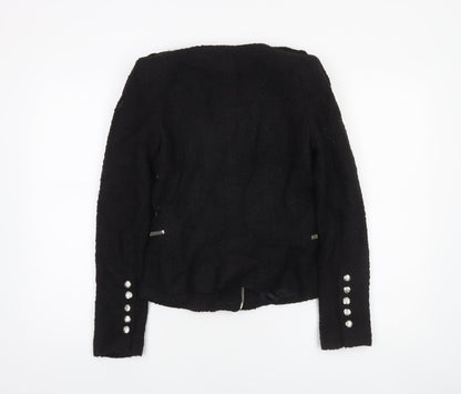 Womens UK Size S Zara Black Biker Coat