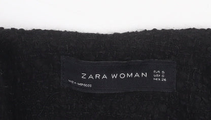 Womens UK Size S Zara Black Biker Coat
