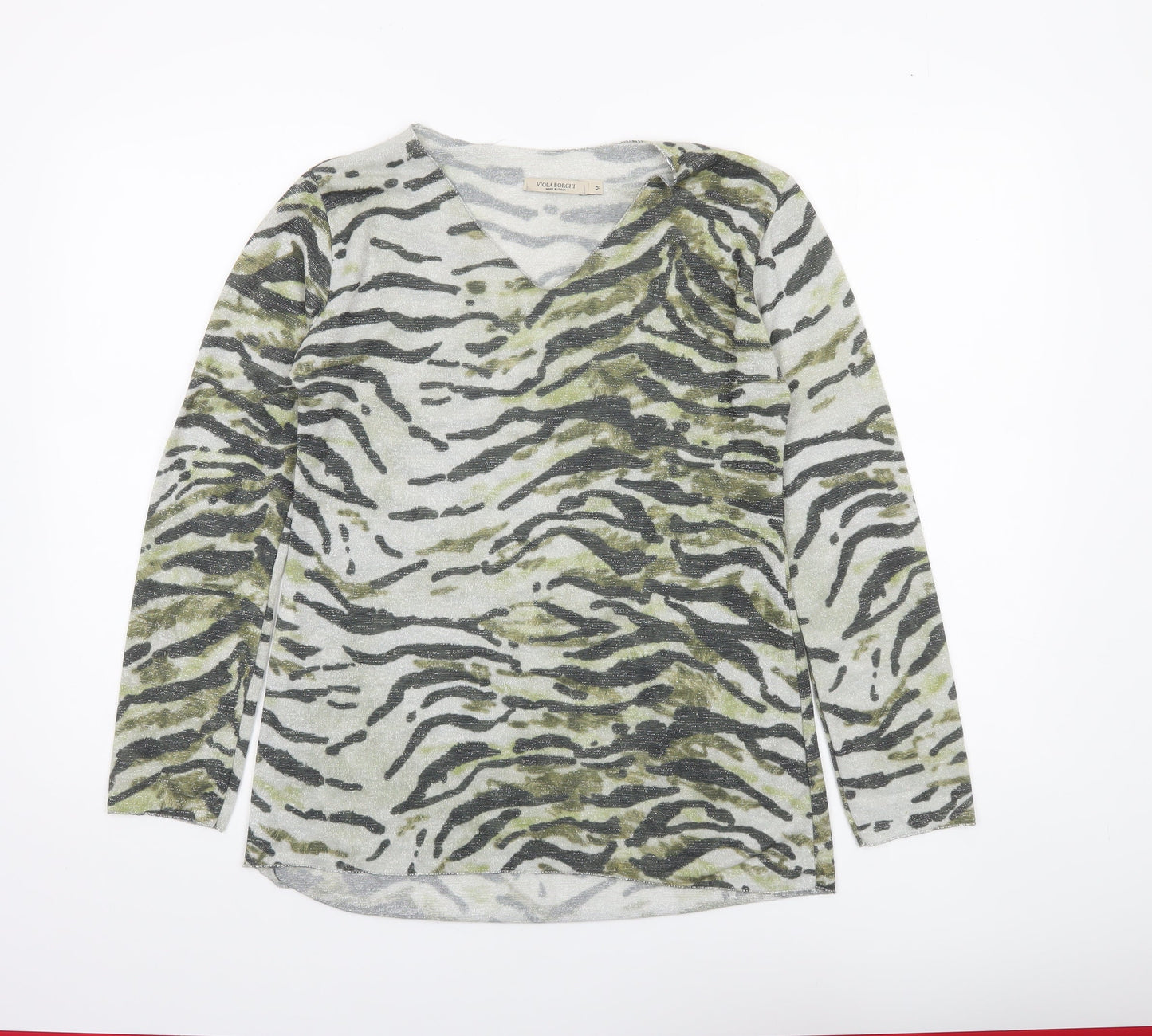 Womens UK Size M Viola Borghi Green Basic T-Shirt