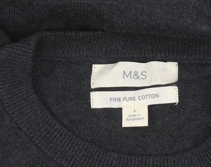 Marks and Spencer Men’s Grey Fine Cotton Crew Neck Jumper Size L