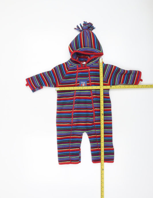 JoJo Maman Bébé Unisex Baby Multicoloured 3-6 Months Hooded Fleece Babygrow