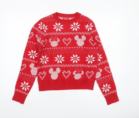 Womens UK Size S Disney Red Pullover Jumper