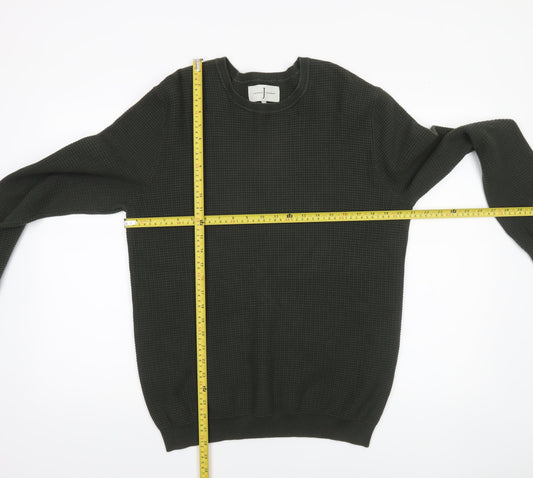 Jasper Conran Men's Green Waffle Knit Cotton Jumper Size L