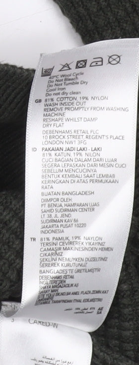 Jasper Conran Men's Green Waffle Knit Cotton Jumper Size L