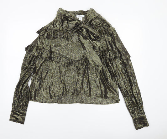 Womens UK Size 14 Warehouse Gold Wrap Blouse