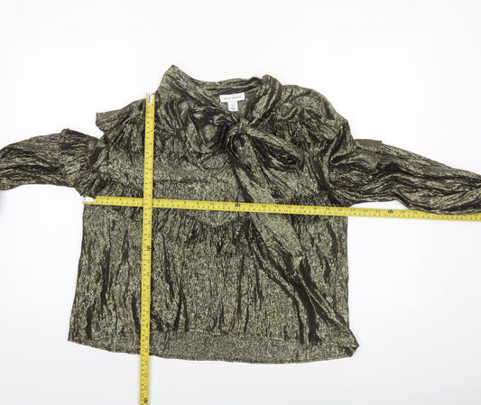 Womens UK Size 14 Warehouse Gold Wrap Blouse