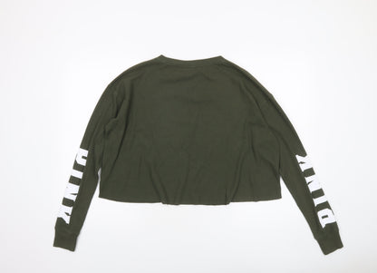 Womens UK Size XS Victoria's Secret PINK Green Cropped T-Shirt