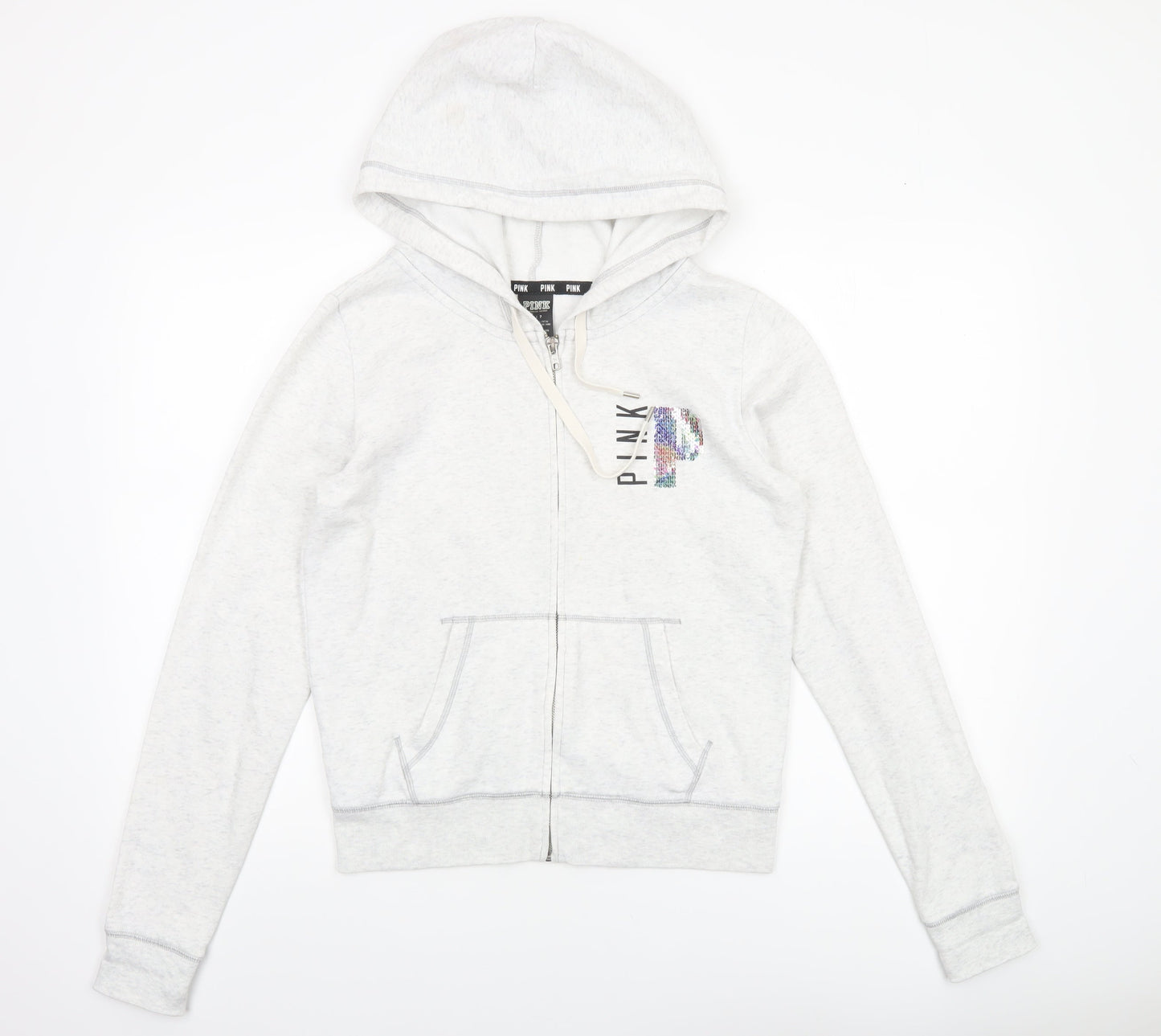 Womens UK Size S Victoria's Secret PINK Grey Full Zip Hoodie