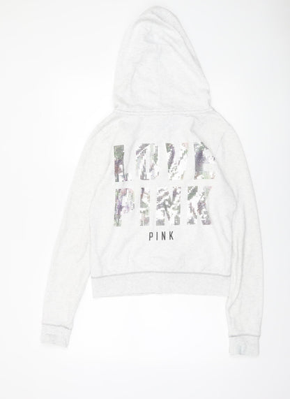 Womens UK Size S Victoria's Secret PINK Grey Full Zip Hoodie