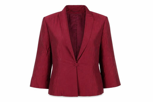 Country Casuals Women Burgundy Linen Blend Single-Breasted Blazer Size 14