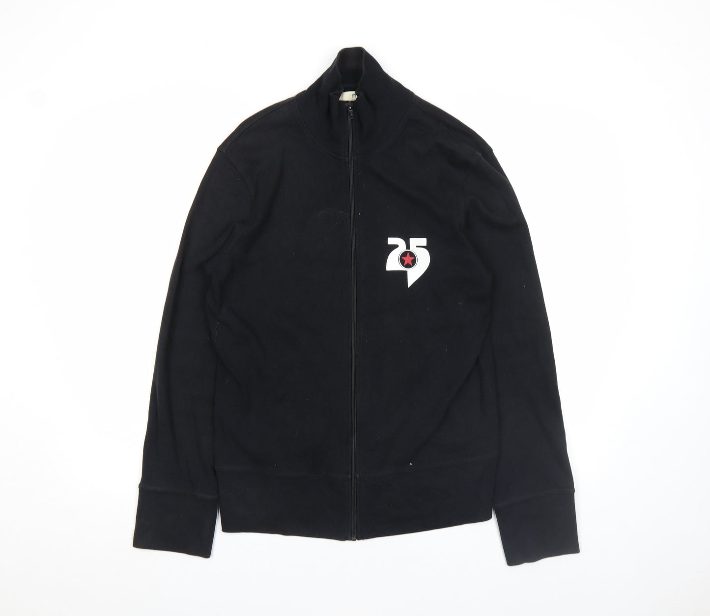 Mens UK Size M Moto Black Full Zip Sweatshirt