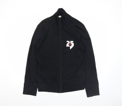 Mens UK Size M Moto Black Full Zip Sweatshirt