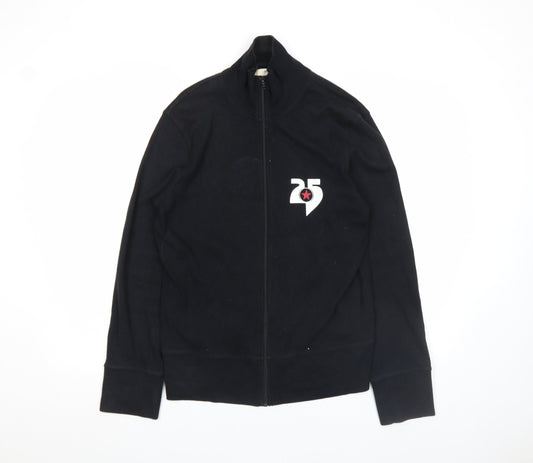 Mens UK Size M Moto Black Full Zip Sweatshirt