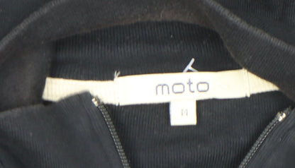Mens UK Size M Moto Black Full Zip Sweatshirt