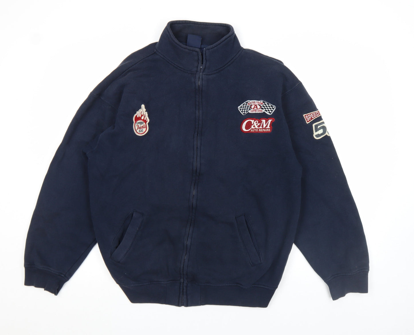 Mens UK Size L Defined Retro Blue DrivingMotorcycleRacing Casual
