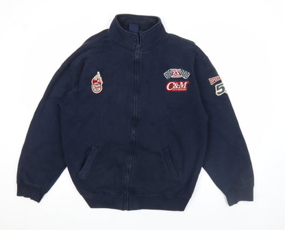 Mens UK Size L Defined Retro Blue DrivingMotorcycleRacing Casual