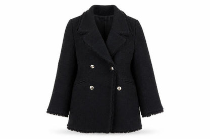 ZARA Womens Black Medium Wool Blend Double-Breasted Coat