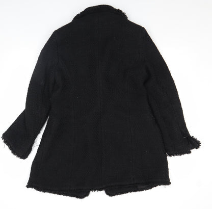 ZARA Womens Black Medium Wool Blend Double-Breasted Coat