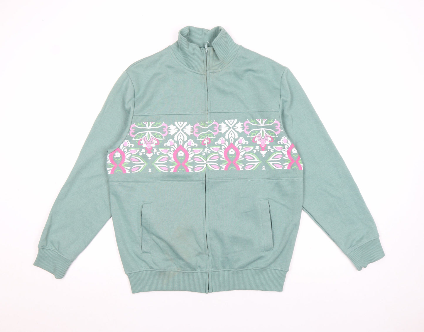 Womens UK Size 10 Amber Green Full Zip Sweatshirt