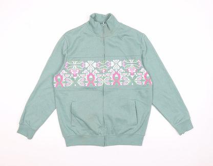 Womens UK Size 10 Amber Green Full Zip Sweatshirt