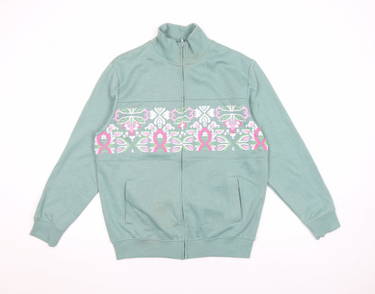 Womens UK Size 10 Amber Green Full Zip Sweatshirt