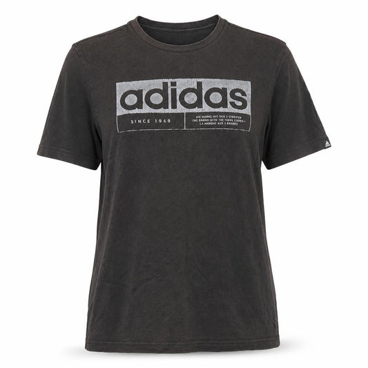 Front view of Adidas Women’s Black Short Sleeve Cotton T-Shirt, size UK 14