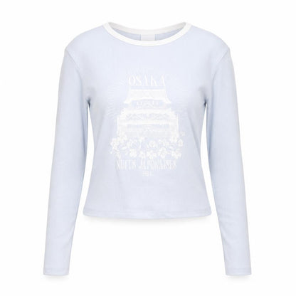 Womens UK Size M Bershka Blue Cropped T-Shirt