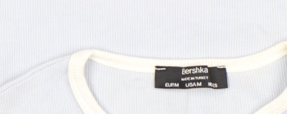 Womens UK Size M Bershka Blue Cropped T-Shirt