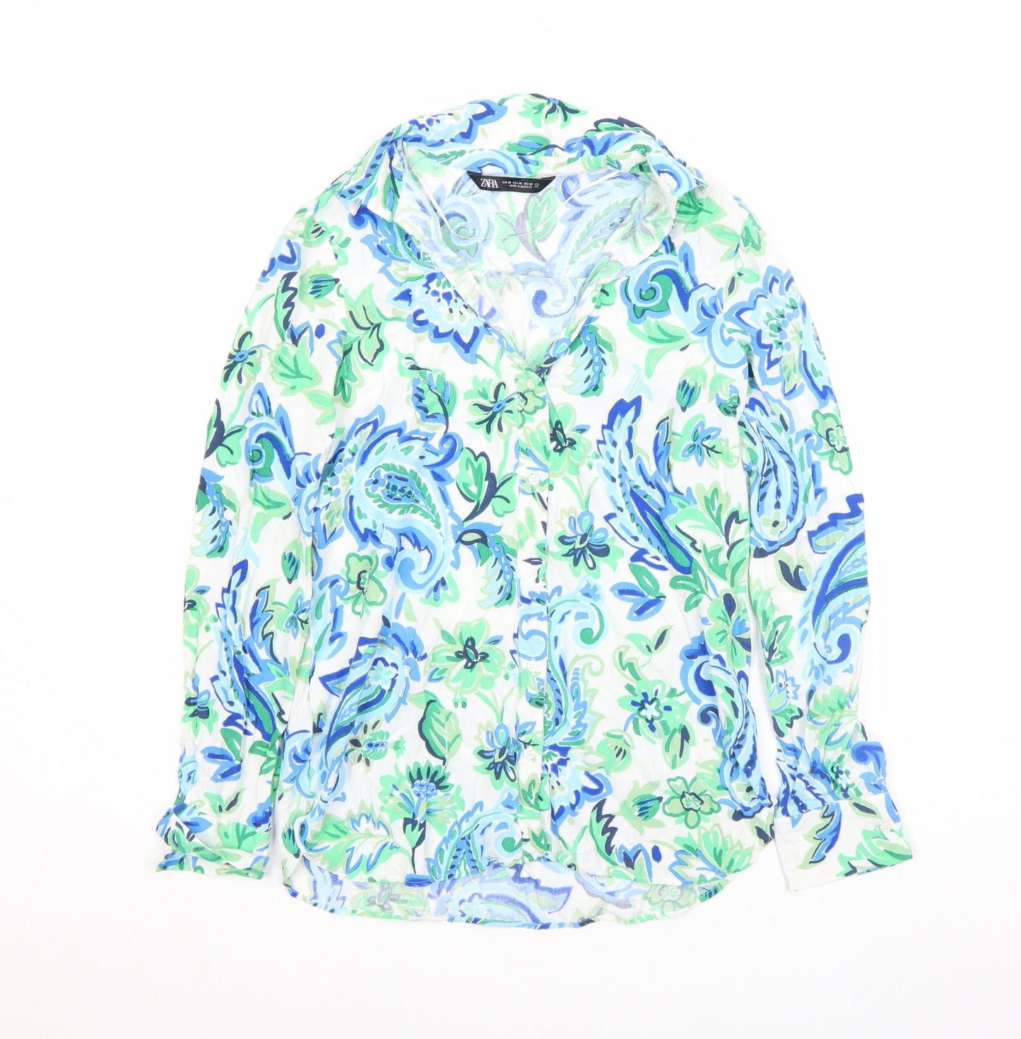 Womens UK Size XS Zara Multicoloured Basic Button-Up