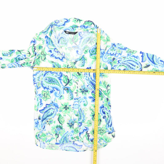 Womens UK Size XS Zara Multicoloured Basic Button-Up
