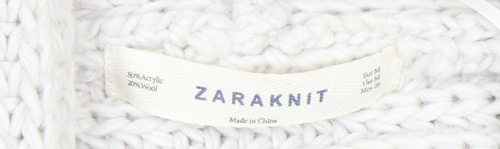 Womens UK Size M Zara Ivory Cardigan Jumper