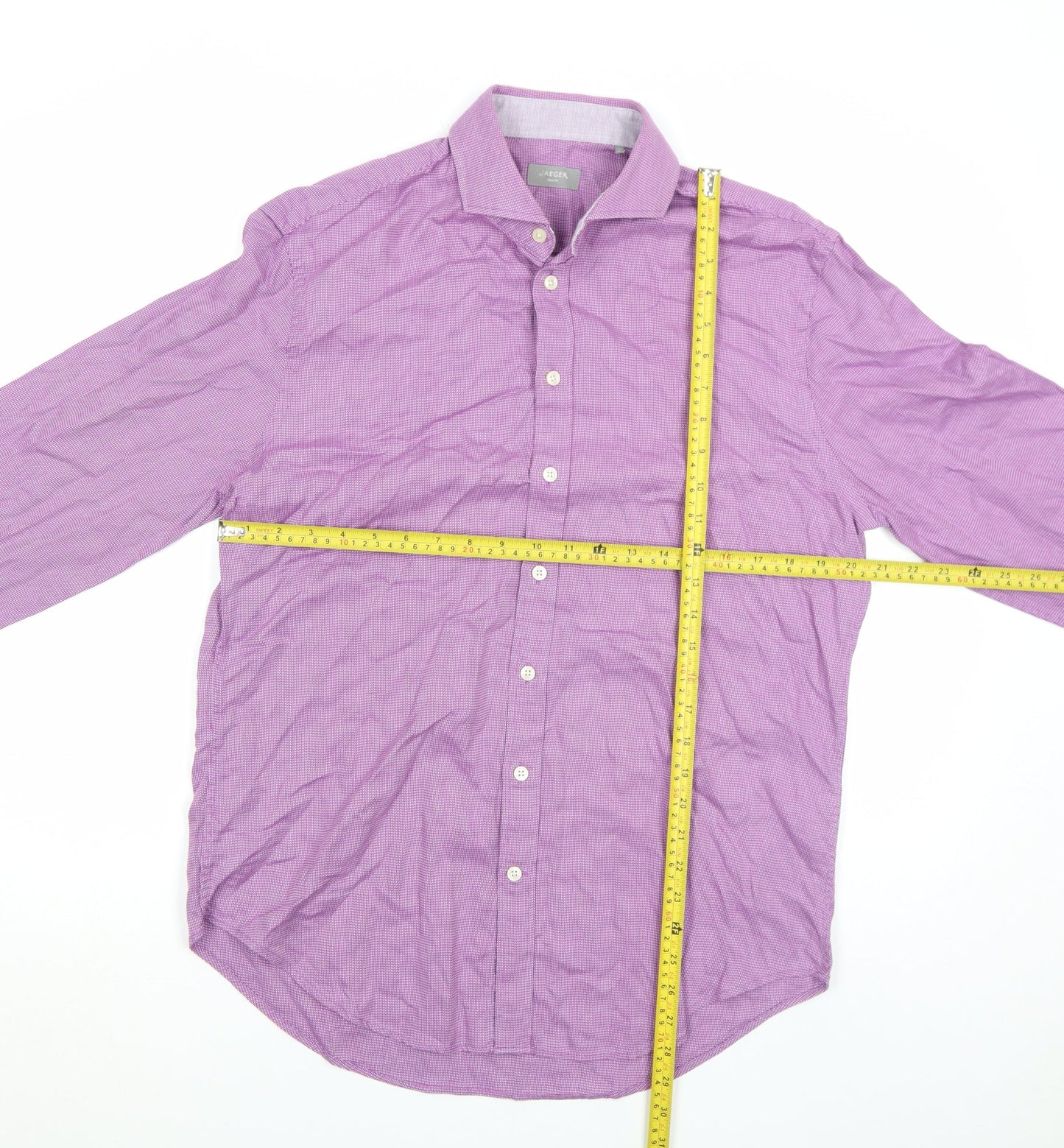Jaeger Men's Purple Slim Fit Long Sleeve Cotton Button-Up Shirt Size 16