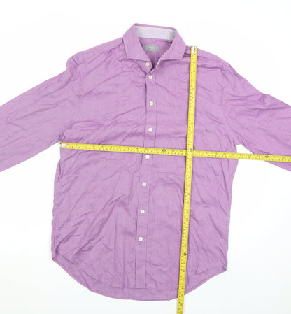 Jaeger Men's Purple Slim Fit Long Sleeve Cotton Button-Up Shirt Size 16
