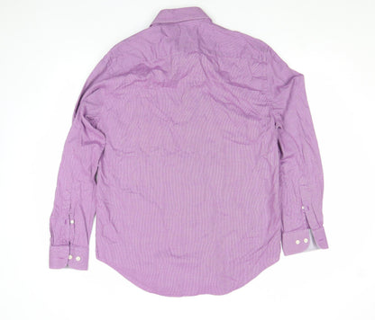 Jaeger Men's Purple Slim Fit Long Sleeve Cotton Button-Up Shirt Size 16