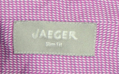 Jaeger Men's Purple Slim Fit Long Sleeve Cotton Button-Up Shirt Size 16