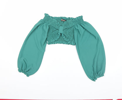 Womens UK Size S Pink Vanilla Green Cropped Blouse