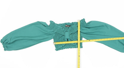 Womens UK Size S Pink Vanilla Green Cropped Blouse