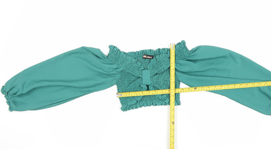 Womens UK Size S Pink Vanilla Green Cropped Blouse