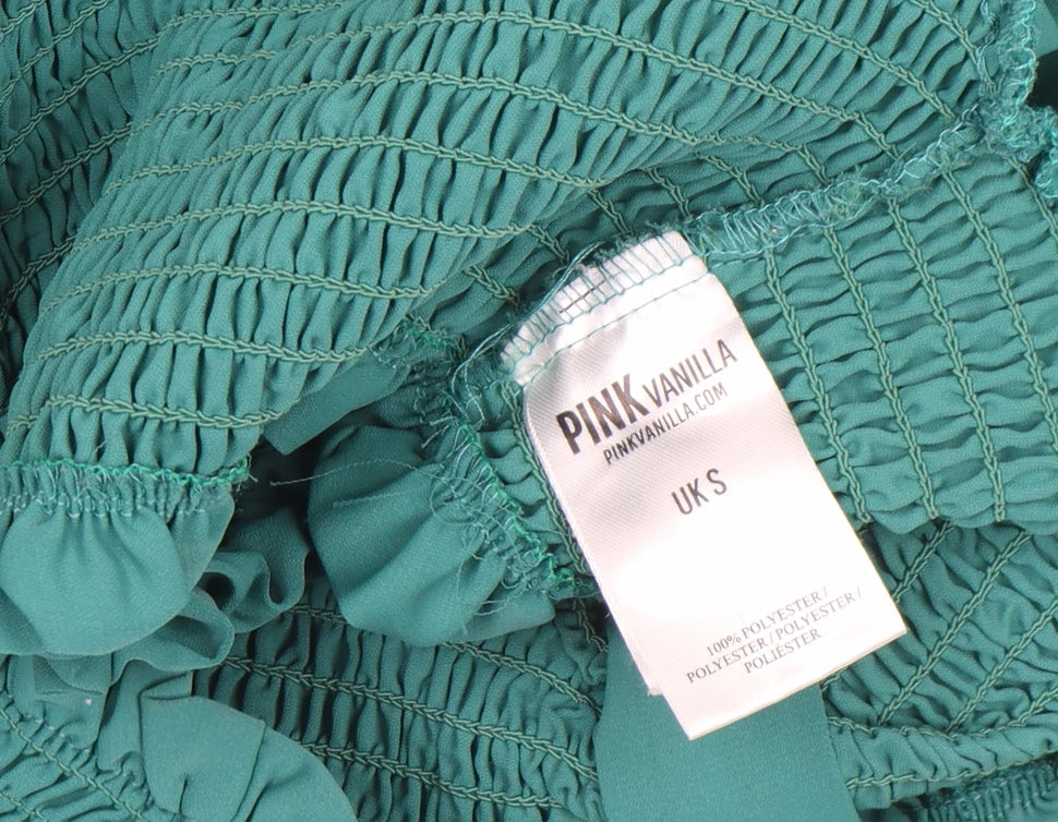 Womens UK Size S Pink Vanilla Green Cropped Blouse