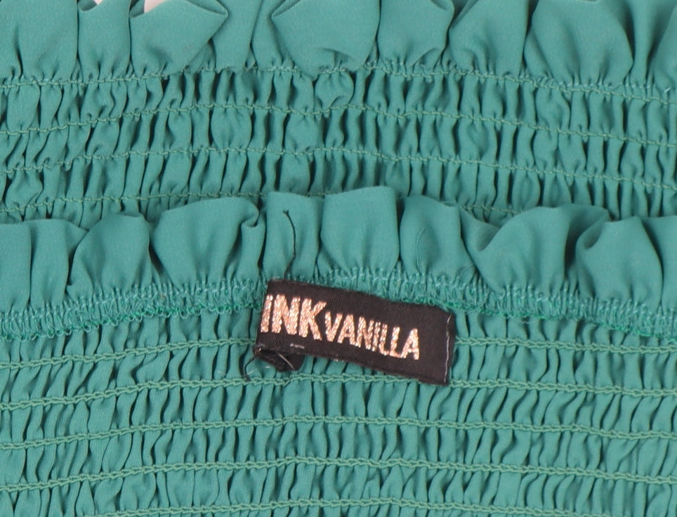 Womens UK Size S Pink Vanilla Green Cropped Blouse