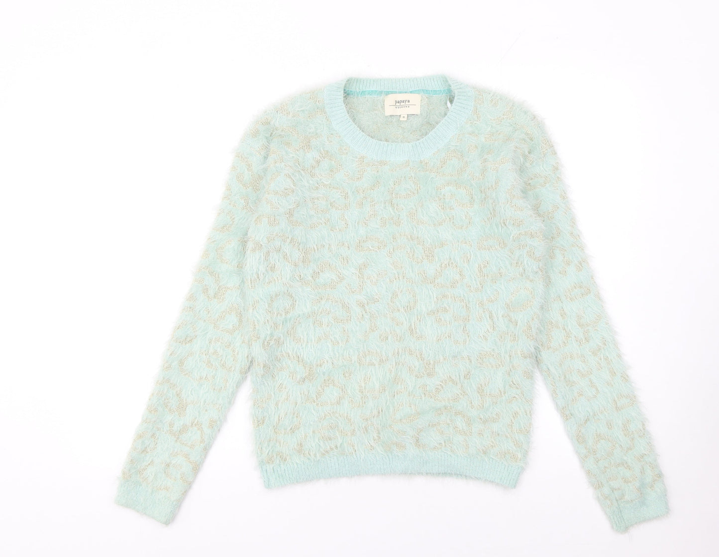Womens UK Size S Papaya Blue Pullover Jumper