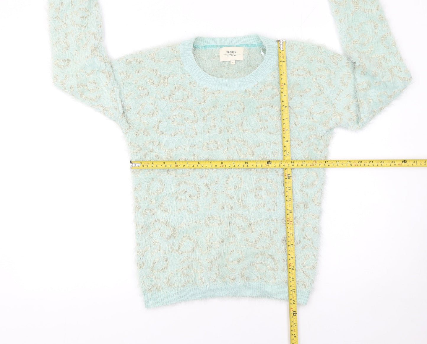 Womens UK Size S Papaya Blue Pullover Jumper